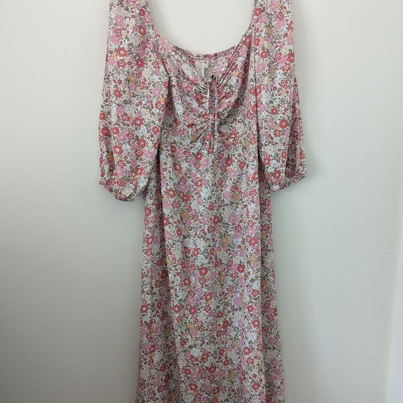 H&M Floral Midi Dress - Pink and White - Picture 3 of 5